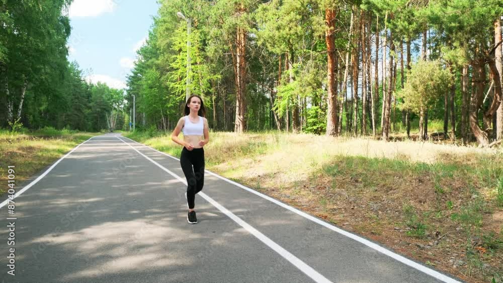 Sport and traumas concept. Young women jogger running and feeling acute pain in knee, massaging painful leg during morning run in park, close up, slow motion Sport and traumas concept. Young women jogger running and feeling acute pain in knee, massaging painful leg during morning run in park, close up, slow motion