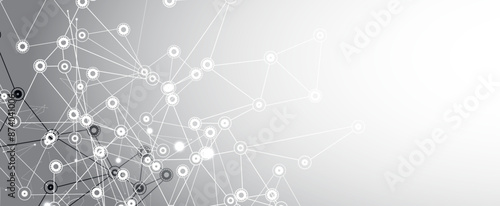 Neural network concept. Connected cells with links. High technology process. Abstract futuristic background. Vector art.