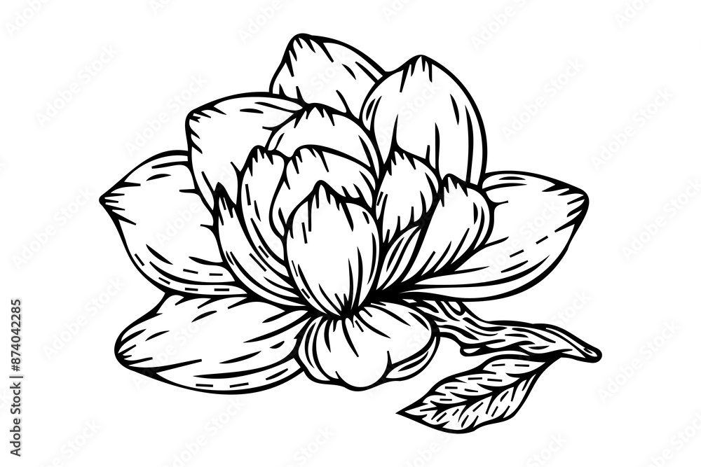 Magnolia flowers and buds on white. Vector illustration Magnolia flowers and buds on white. Vector illustration