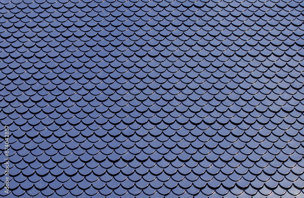 The roof tiles are similar to fish scales. Cement melting artist into the template, making the sheet continuously long throughout the roof. The roof tiles are similar to fish scales. Cement melting artist into the template, making the sheet continuously long throughout the roof.