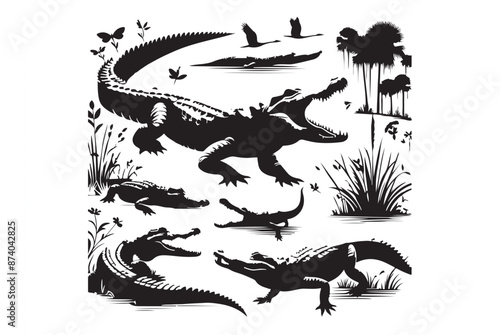 Alligator silhouette vector image design 
