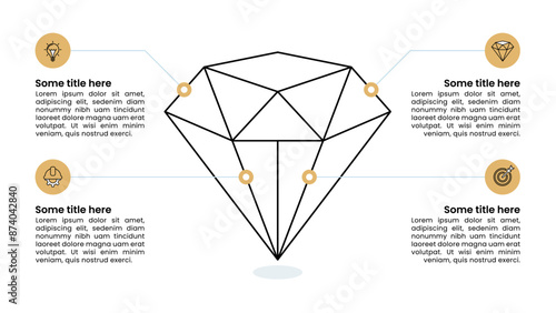 Infographic template. Line diamond with 4 steps