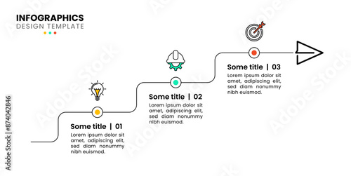Infographic template. Line stairs with 3 steps