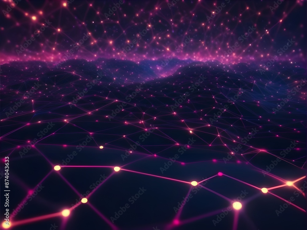 Obraz premium High-Tech Abstract Neural Patterns Digital Background with Interconnected Dots and Lines