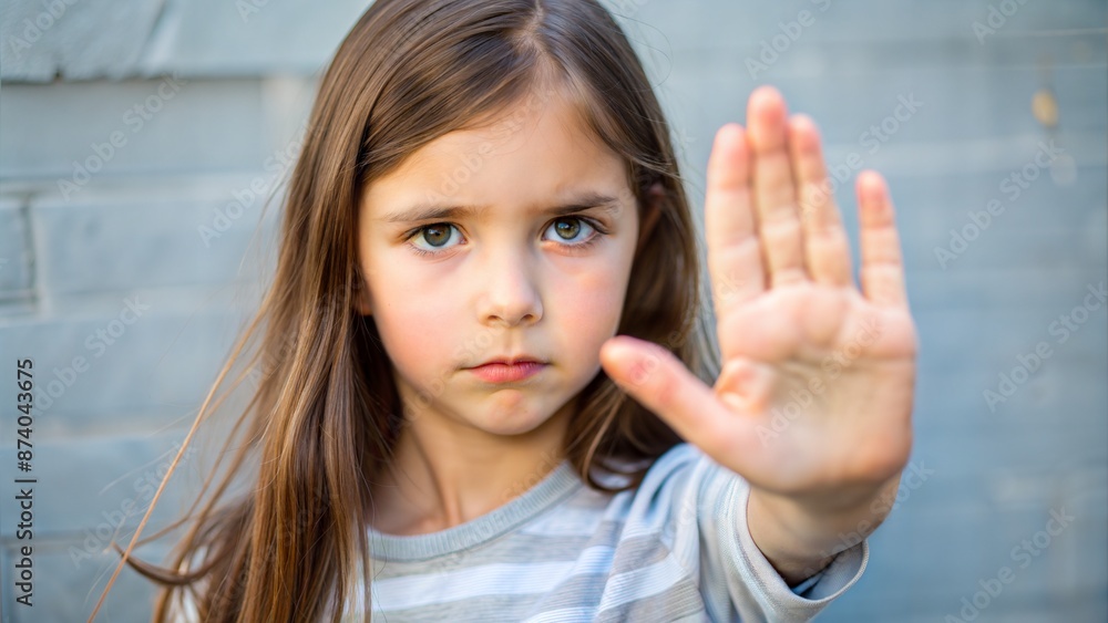 Girl showing stop gesture with his hand Girl showing stop gesture with his hand