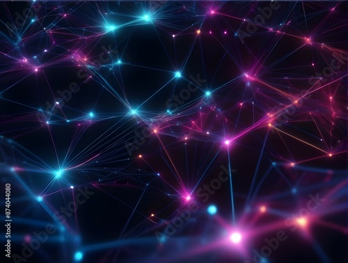 High-Tech Abstract Neural Patterns Digital Background with Interconnected Dots and Lines