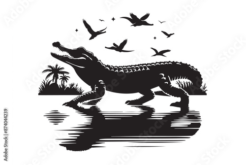 Alligator silhouette vector image design 