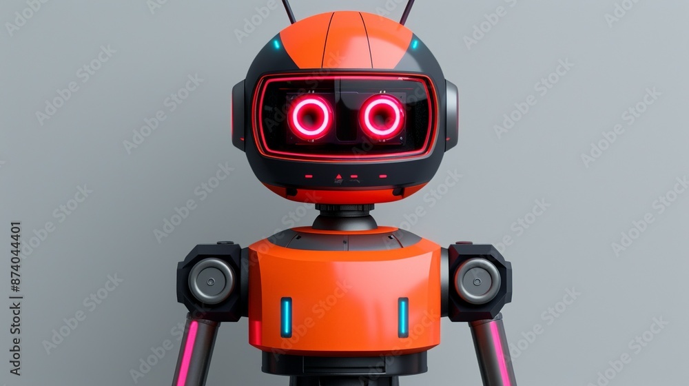 Design a robotic character with sleek, mechanical features and futuristic appeal, embodying the advanced capabilities of artificial intelligence and robotics. Illustration, Image, , Minimalism, Design a robotic character with sleek, mechanical features and futuristic appeal, embodying the advanced capabilities of artificial intelligence and robotics. Illustration, Image, , Minimalism,