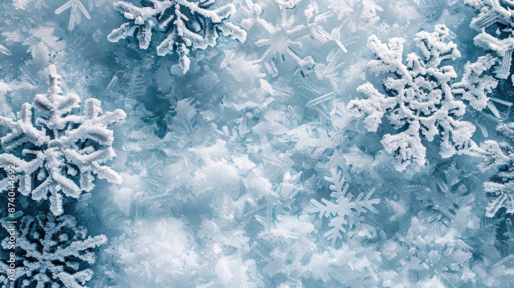 Winter Theme Frosty Snowflake Background with Copy Space Winter Theme Frosty Snowflake Background with Copy Space