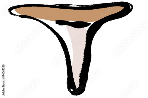 筆タッチのキノコのイラスト