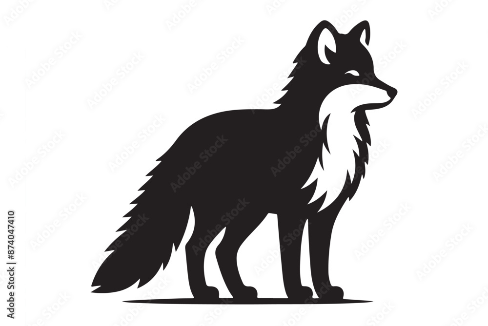 Arctic fox silhouette vector image Arctic fox silhouette vector image