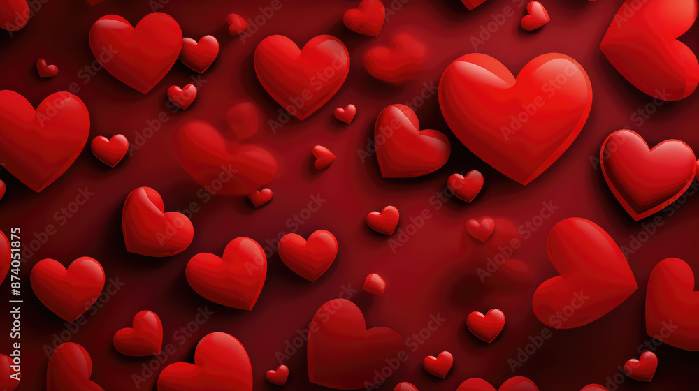 Valentine's day background with red hearts., generative ai Valentine's day background with red hearts., generative ai