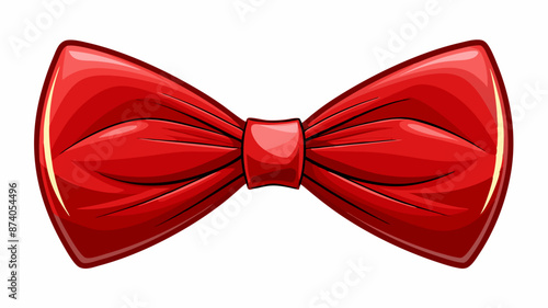 Realistic red bow tie, vector illustration, isolated on white background. Elegant silk neck bow.