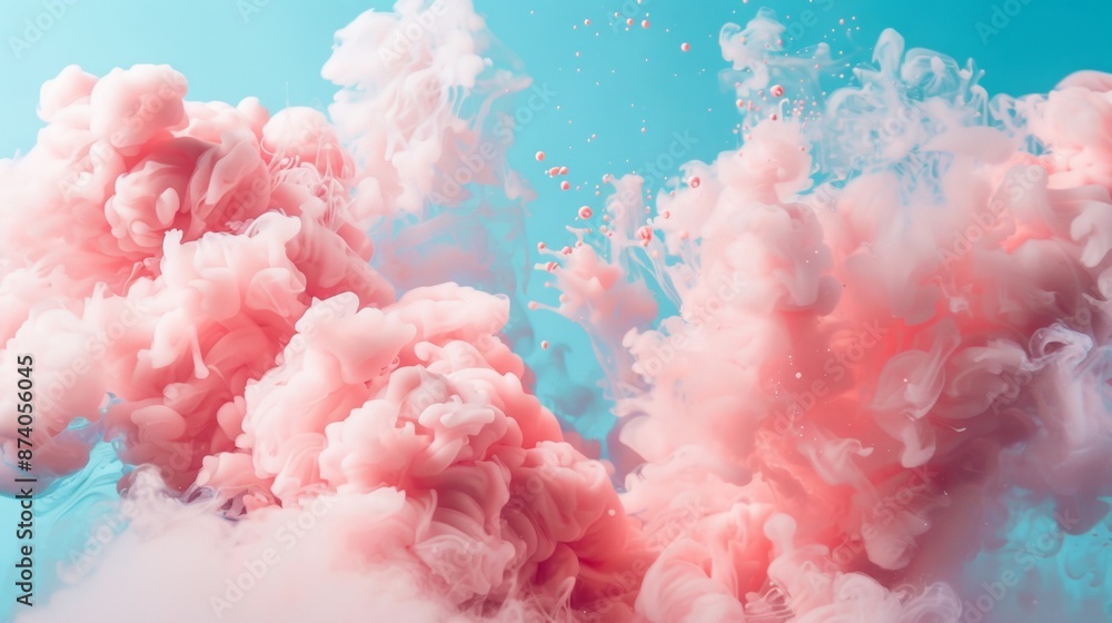 Fototapeta premium Abstract Pink Smoke in Blue Background