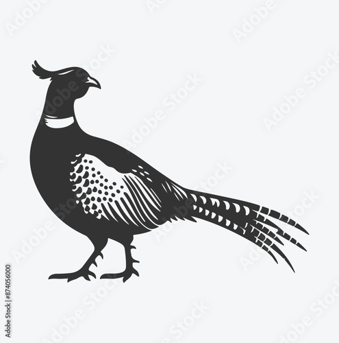 Majestic Pheasant Silhouette, Captivating Avian Art for Nature Lovers