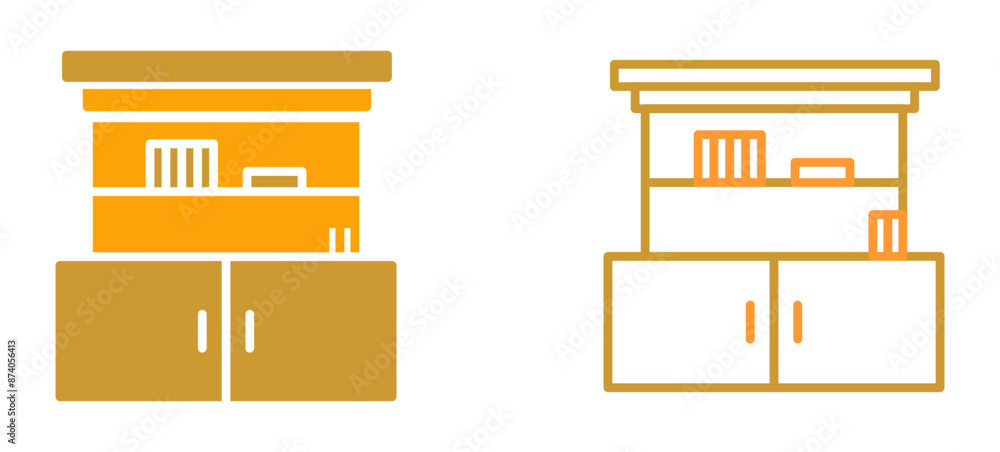 Cupboard with Shelves Vector Icon Cupboard with Shelves Vector Icon