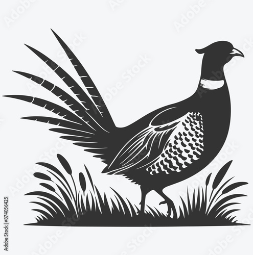 Majestic Pheasant Silhouette, Captivating Avian Art for Nature Lovers
