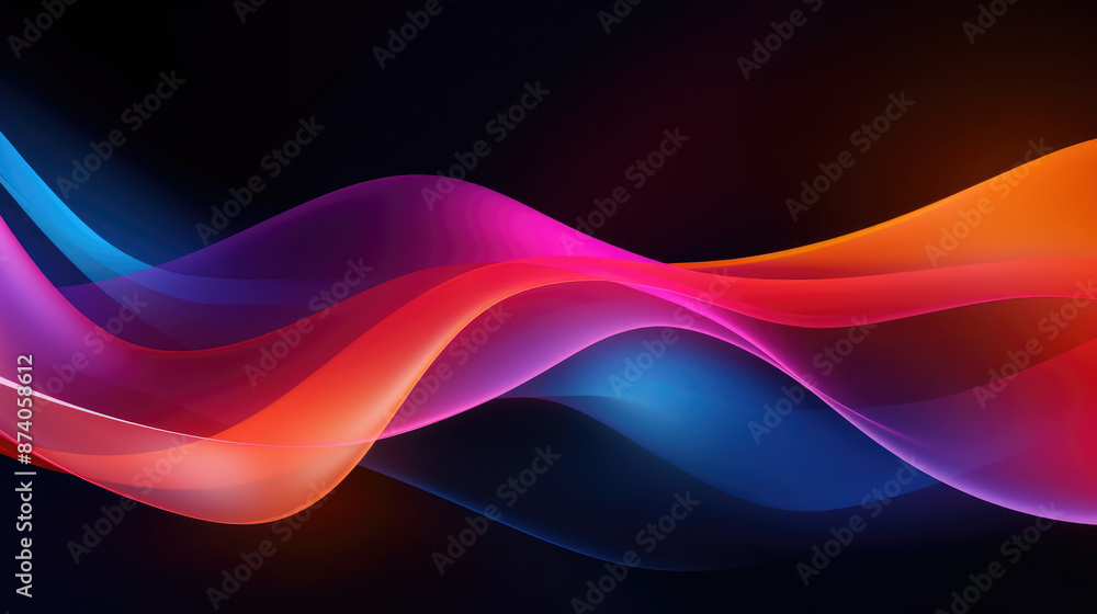 Fototapeta premium abstract colorful wavy background with glowing lines., generative ai