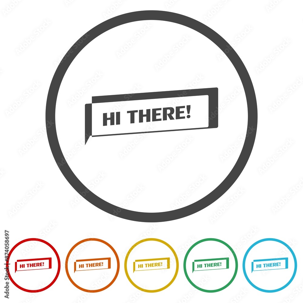 Hi there icon. Set icons in color circle buttons Hi there icon. Set icons in color circle buttons