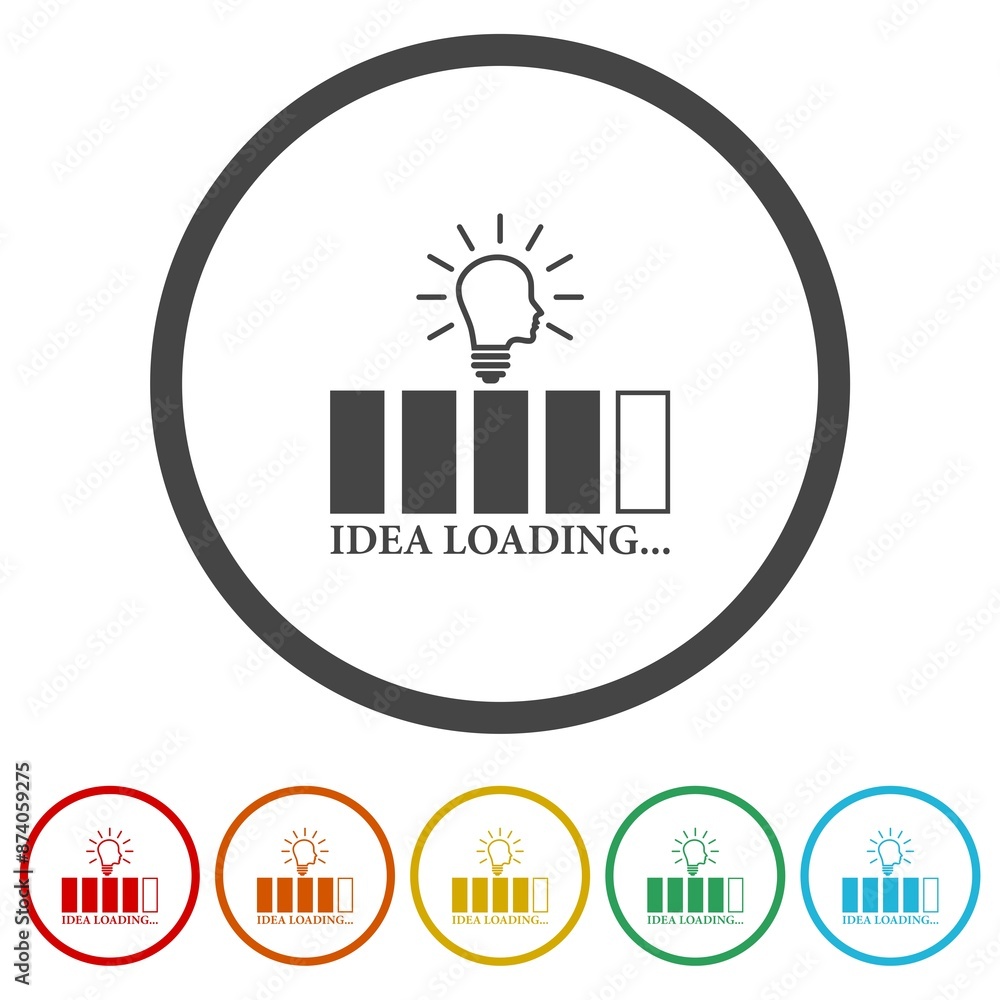 Obraz premium Idea loading icon. Set icons in color circle buttons