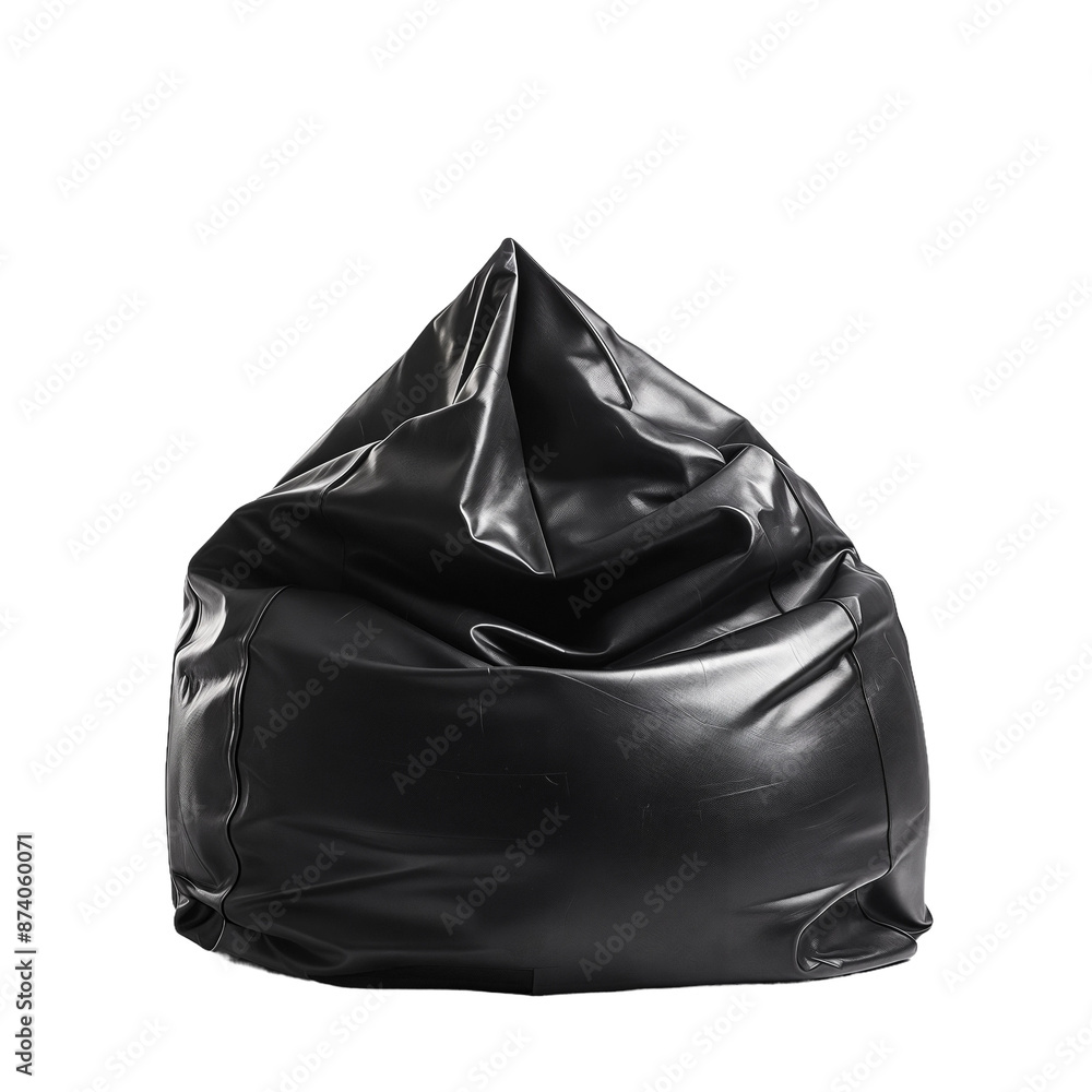 Classic Black Leather Bean Bag Chair, isolated on transparent background. Classic Black Leather Bean Bag Chair, isolated on transparent background.