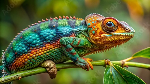 Chamaeleon Zeylanicus. Indian chameleon, Chamaeleon head. Maharashtra, India. photo