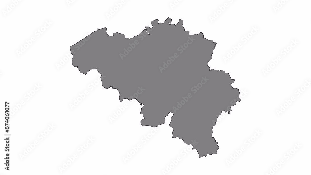 Belgium map animation. Black line smoothly transitioning to fill, drawing on white, transparent alpha channel. Belgium map animation. Black line smoothly transitioning to fill, drawing on white, transparent alpha channel.