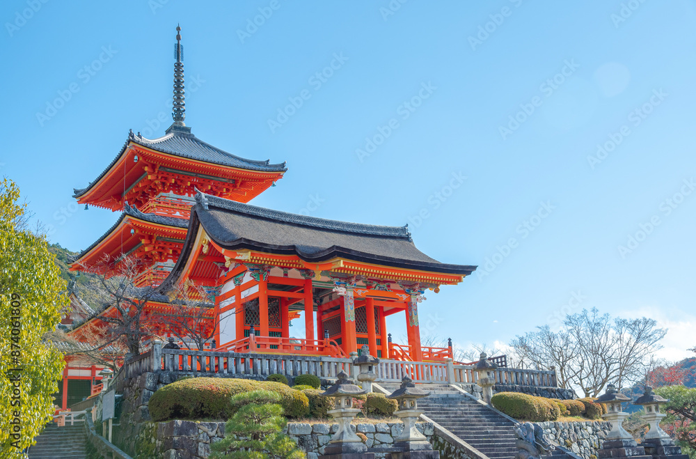 The most beautiful viewpoint of Kiyomizu-dera is a popular tourist destination in Kyoto, Japan. The most beautiful viewpoint of Kiyomizu-dera is a popular tourist destination in Kyoto, Japan.