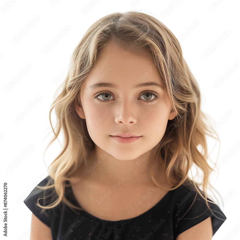 Young Girl in Black Dress, isolated on transparent background. Young Girl in Black Dress, isolated on transparent background.