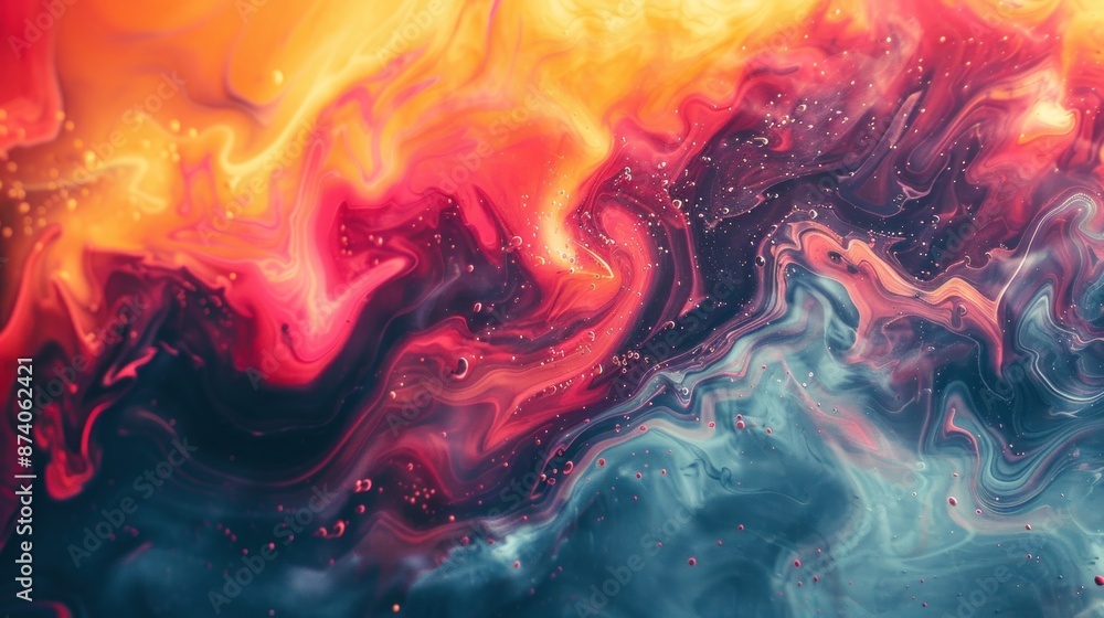 Abstract Swirling Colors and Bubbles