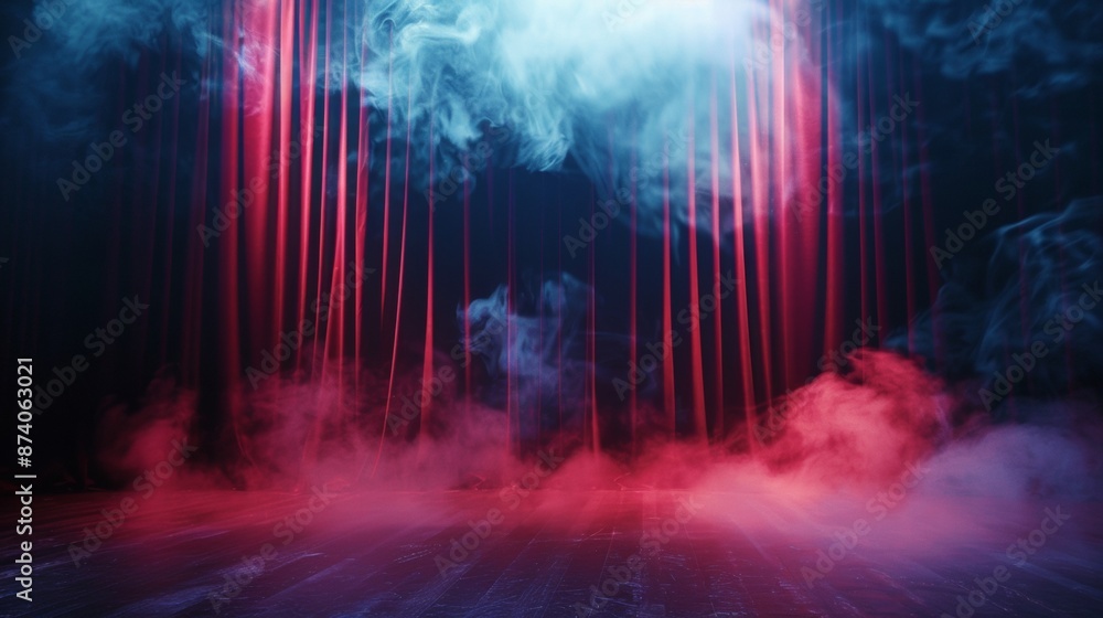 Naklejka premium Dramatic Stage Curtains with Smoke Effects