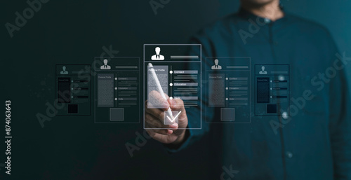 Obraz na płótnie HR Management and Technology with Online Employee Assessment Form w salonie