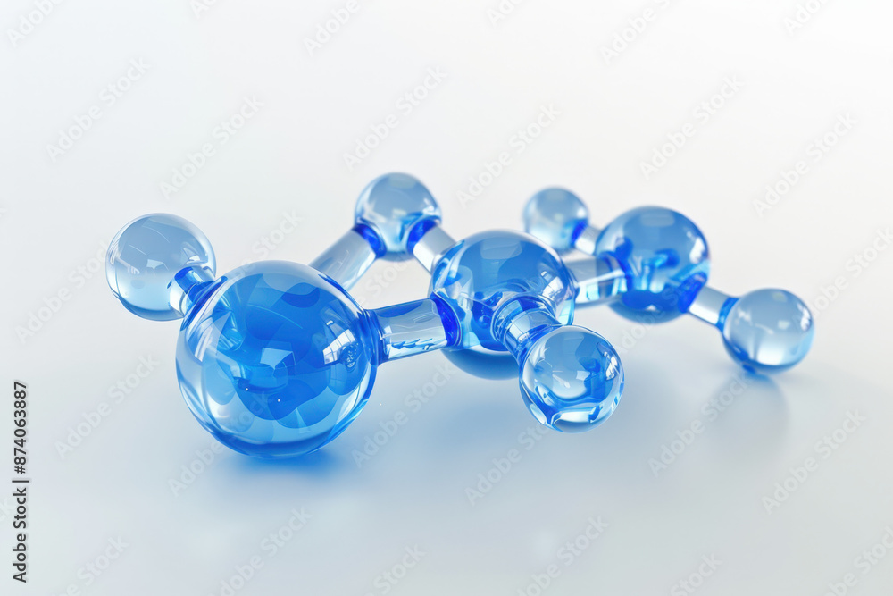 Captivating blue molecule structure on a white background symbolizes chemical bonds, embodying scientific exploration and innovation in chemistry and molecular biology Captivating blue molecule structure on a white background symbolizes chemical bonds, embodying scientific exploration and innovation in chemistry and molecular biology
