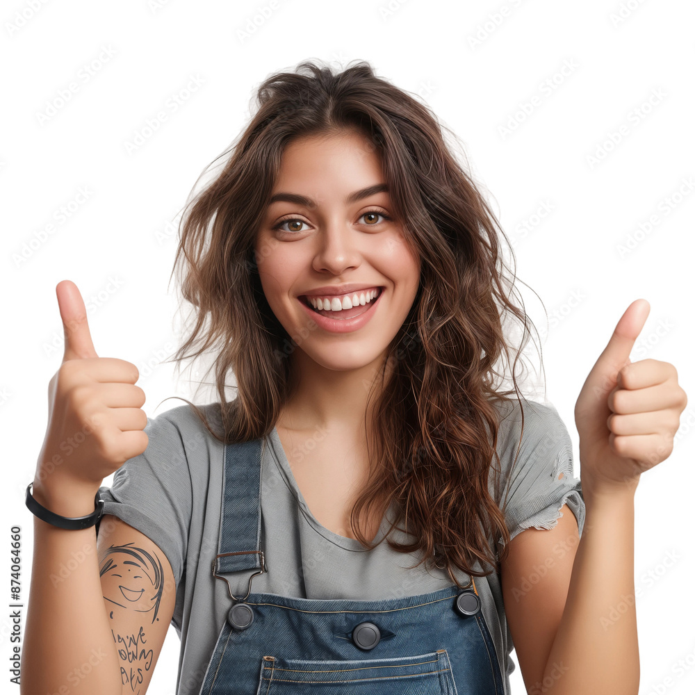 Happy Woman Giving Thumbs Up, isolated on transparent background. Happy Woman Giving Thumbs Up, isolated on transparent background.