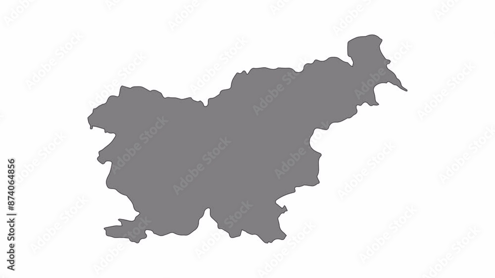 Slovenia map animation. Black line smoothly transitioning to fill, drawing on white, transparent alpha channel. Slovenia map animation. Black line smoothly transitioning to fill, drawing on white, transparent alpha channel.