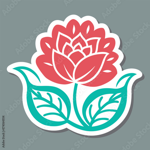 isolated on light gray, a floral sticker with a white outline 