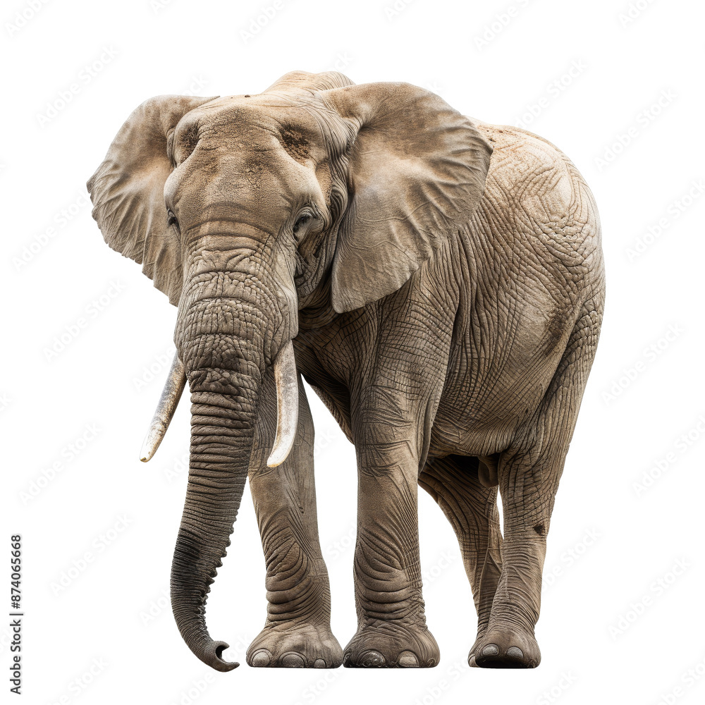 Fototapeta premium Majestic African Elephant on White Background