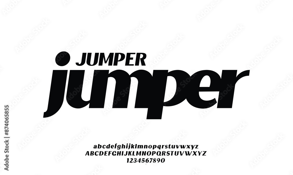 Jumper is Modern Bold Font. Sans Serif Font. Regular Italic Uppercase Lowercase Typography urban style alphabet fonts for fashion, sport, technology, digital, movie, logo design, vector illustration Jumper is Modern Bold Font. Sans Serif Font. Regular Italic Uppercase Lowercase Typography urban style alphabet fonts for fashion, sport, technology, digital, movie, logo design, vector illustration