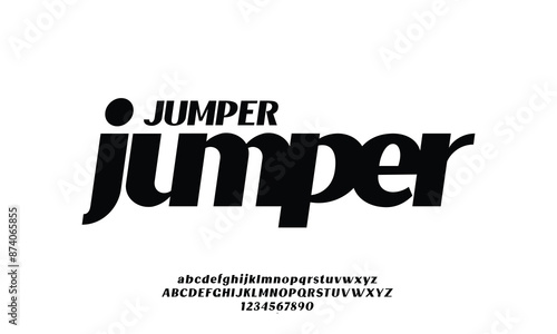 Jumper is Modern Bold Font. Sans Serif Font. Regular Italic Uppercase Lowercase Typography urban style alphabet fonts for fashion, sport, technology, digital, movie, logo design, vector illustration