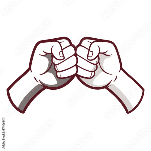 two hands engaging in a fist bump. isolated on a white background