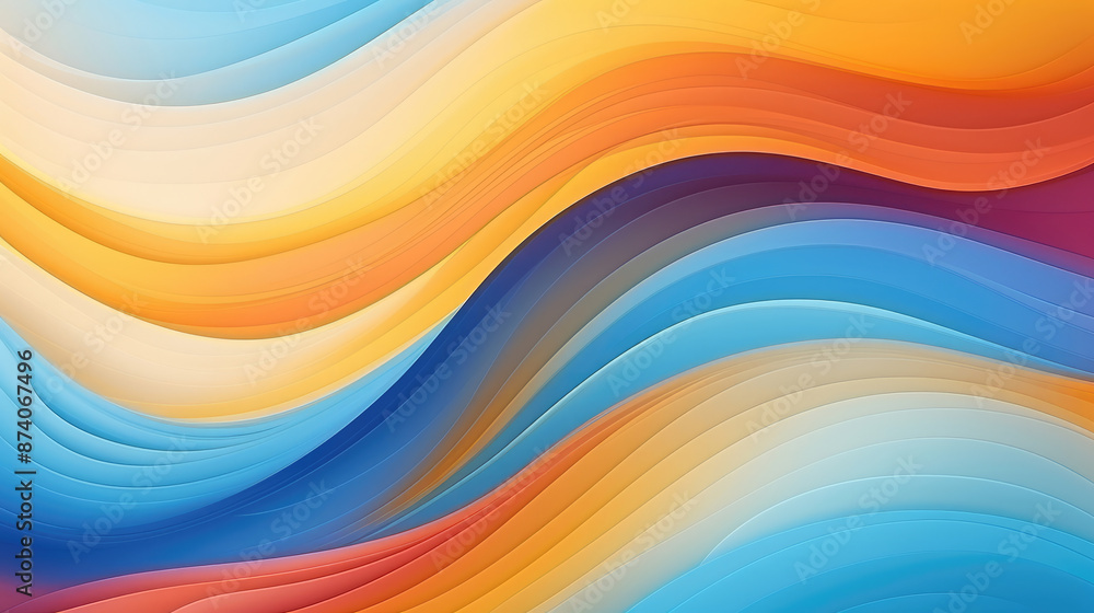 Obraz premium abstract colorful background with smooth wavy lines in orange, yellow and blue colors., generative ai