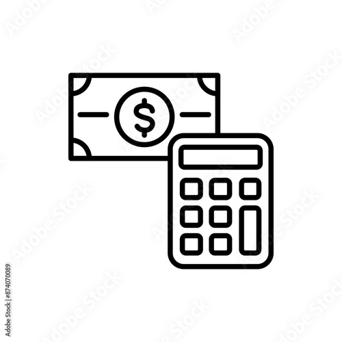 Money calculation outline icons, minimalist vector illustration ,simple transparent graphic element .Isolated on white background