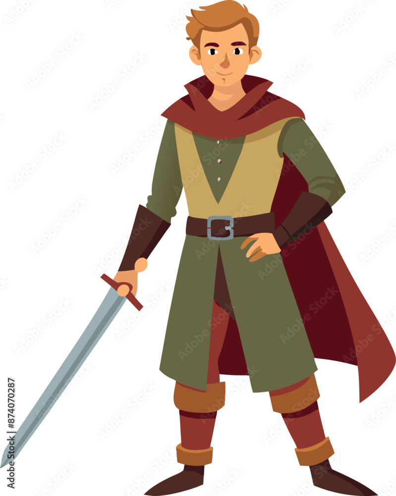 Medieval Warrior Character Illustration Holding Sword Medieval Warrior Character Illustration Holding Sword