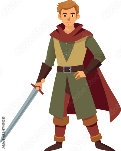 Medieval Warrior Character Illustration Holding Sword