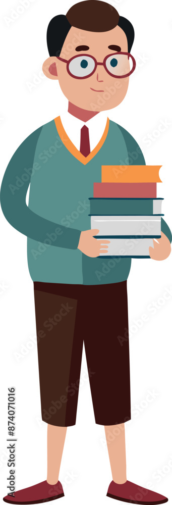 Young Man Holding Books Illustration on White Background Young Man Holding Books Illustration on White Background