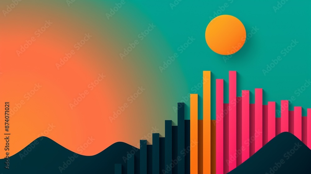 Fototapeta premium Create a polished infographic showcasing dynamic geometric shapes and professional layout, ideal for tech and business presentations. Illustration, Image, , Minimalism,