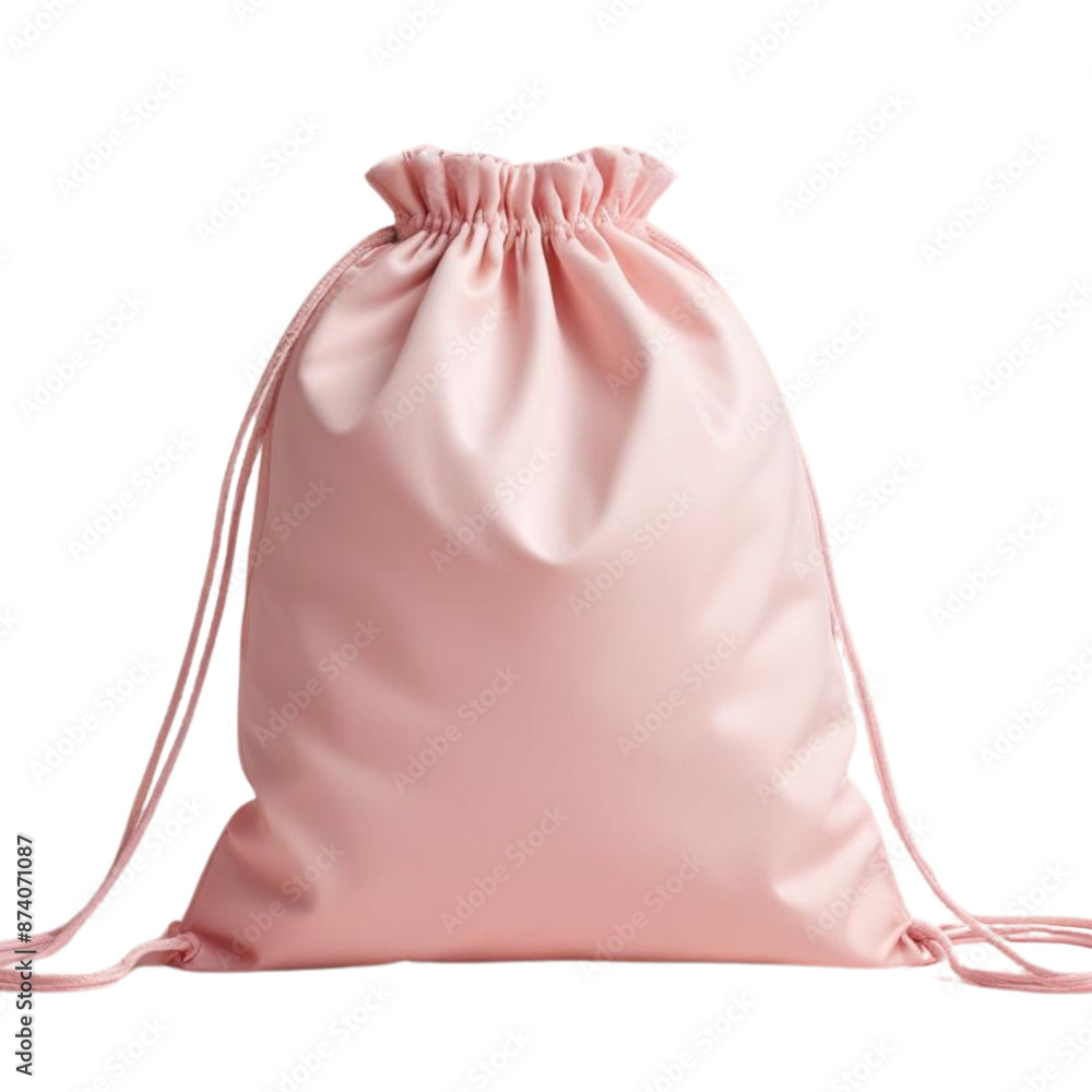 Monochrome drawstring bag product mockup on a simple white studio backdrop Monochrome drawstring bag product mockup on a simple white studio backdrop