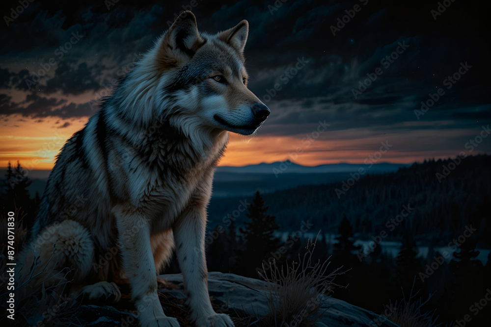 wolf in the jungle AI generative wolf in the jungle AI generative