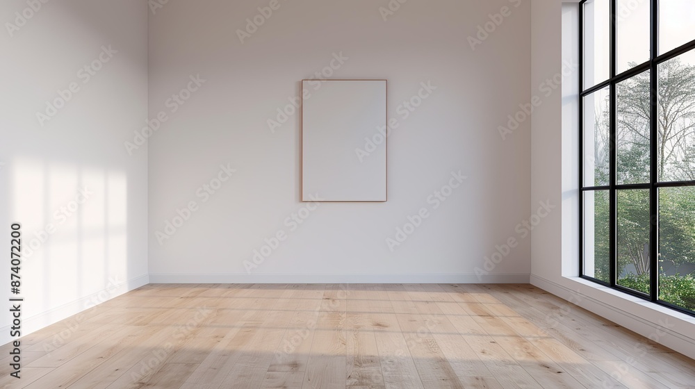 Obraz premium Design a sleek and modern architectural visualization, focusing on minimalist aesthetics and clean lines, suitable for architectural presentations. Illustration, Image, , Minimalism,