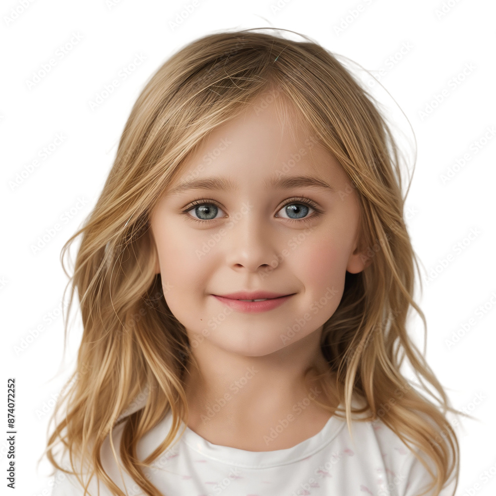 Smiling Young Girl with Blonde Hair, isolated on transparent background. Smiling Young Girl with Blonde Hair, isolated on transparent background.